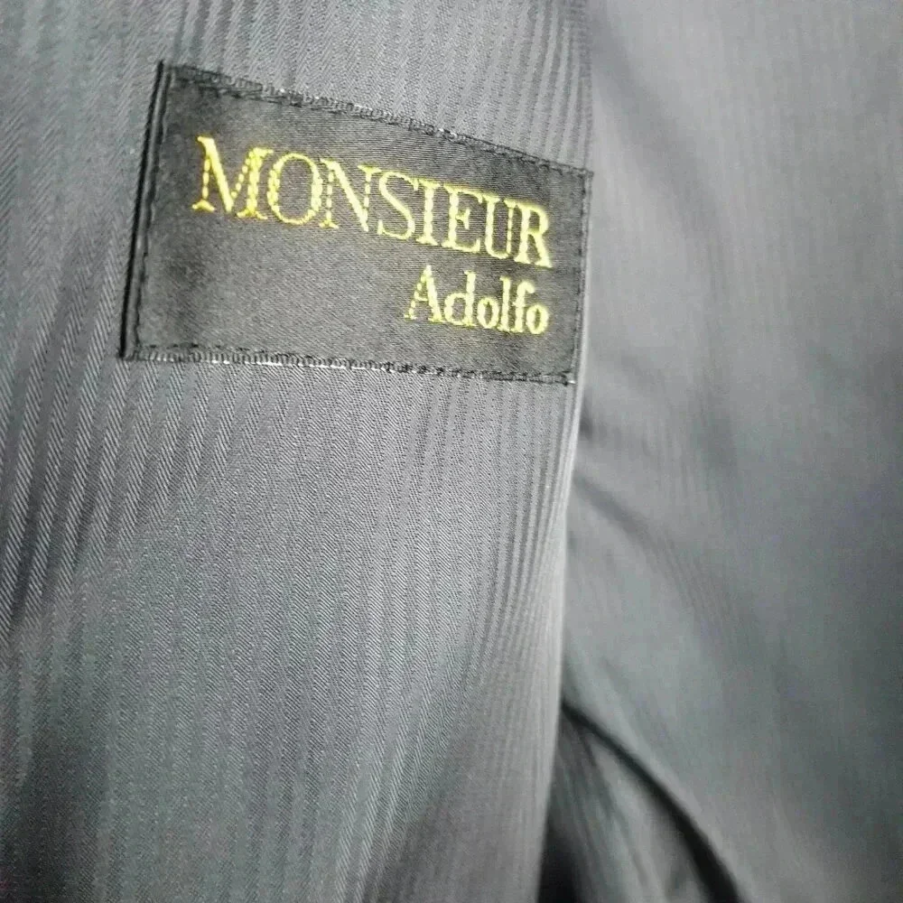 Men's Black Sports Herringbone Corduroy Career Office Blazer Sz 44L
